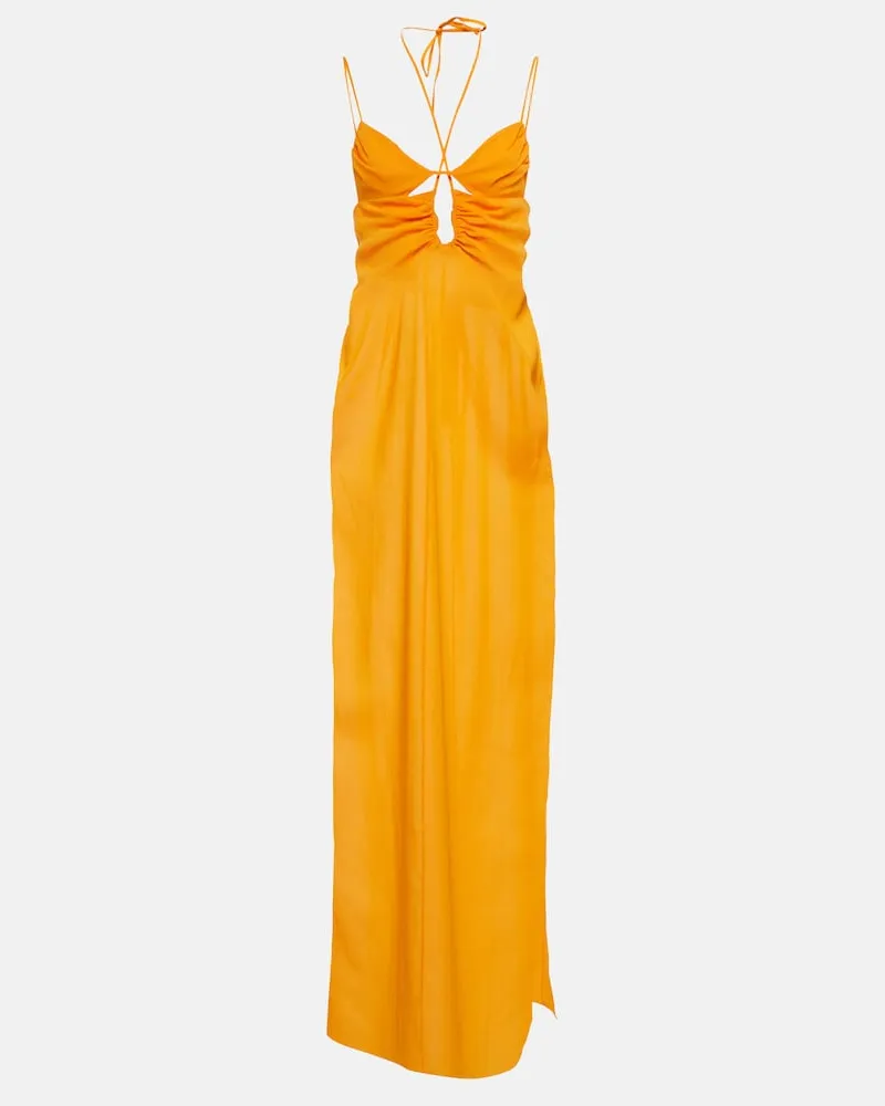 Nensi Dojaka Abito lungo con scollo allâamericana e cut-out Arancione