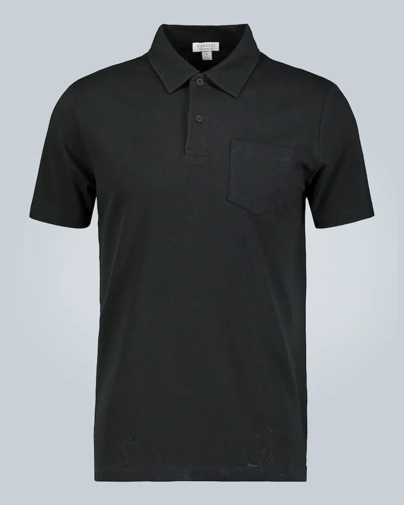Sunspel Polo Riviera in cotone Nero