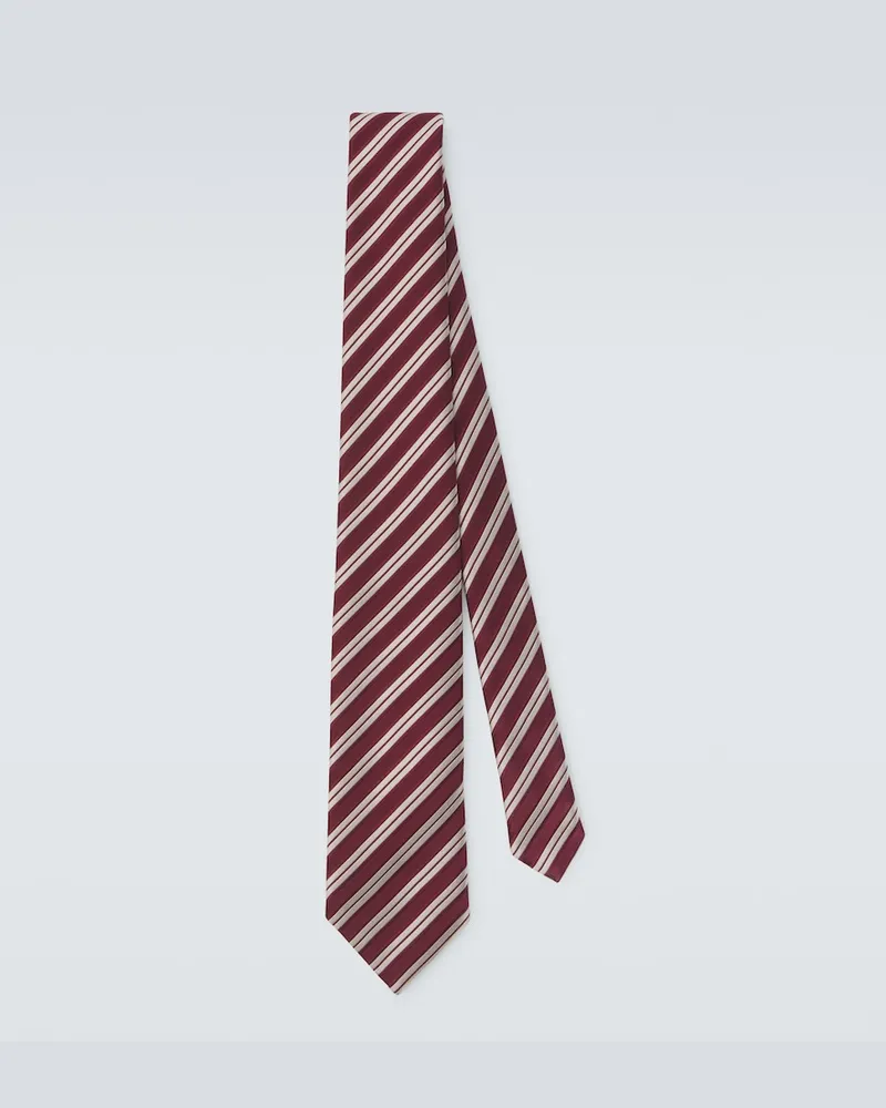 Charvet Cravatta in jacquard di seta a righe Borgogna