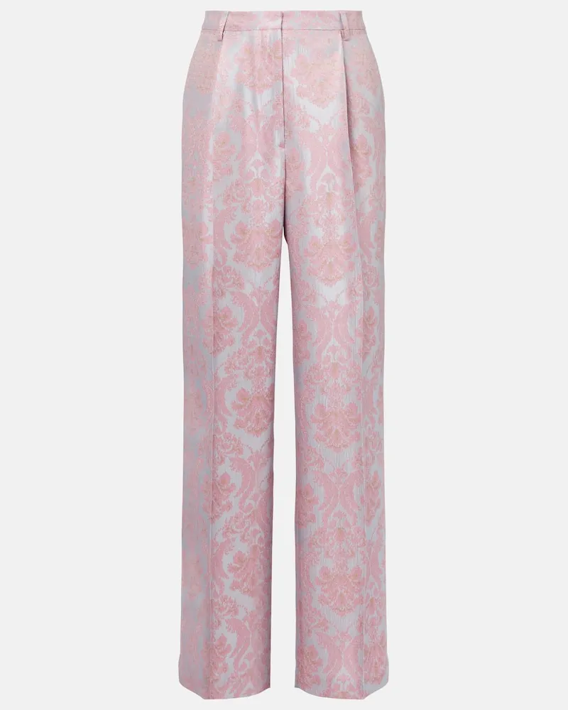 Dries van Noten Pantaloni regular in jacquard floreale Rosa