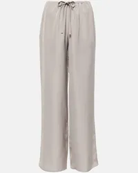 The Row Pantaloni a gamba larga Jugi in seta a vita media Beige