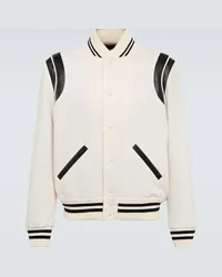 Saint Laurent Giacca varsity Teddy in misto lana Bianco