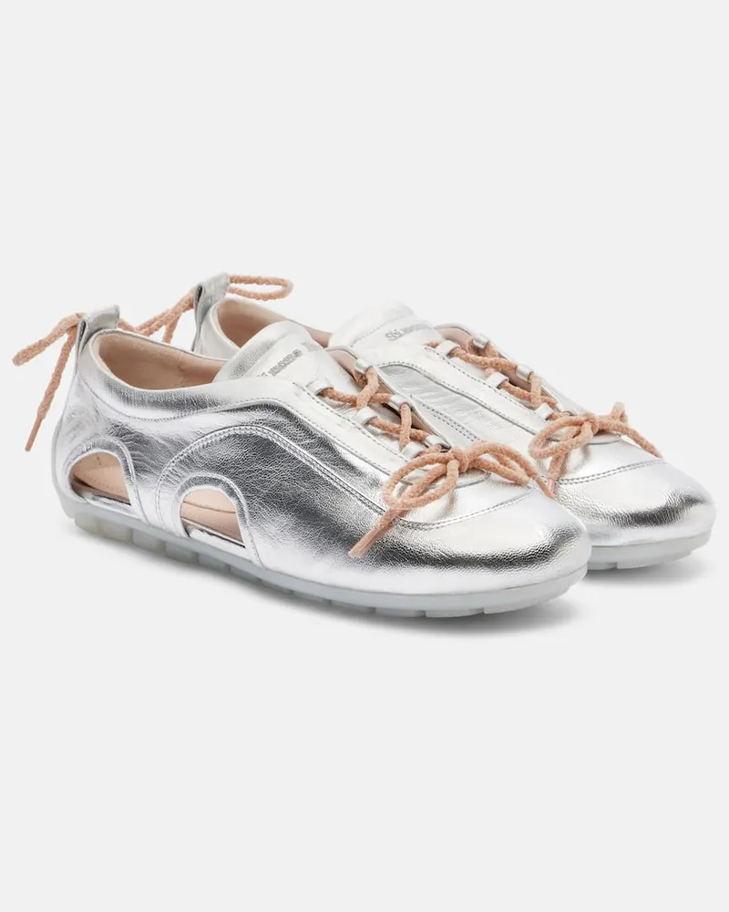 Simone Rocha Sneakers in pelle metallizzata con cut-out Argento