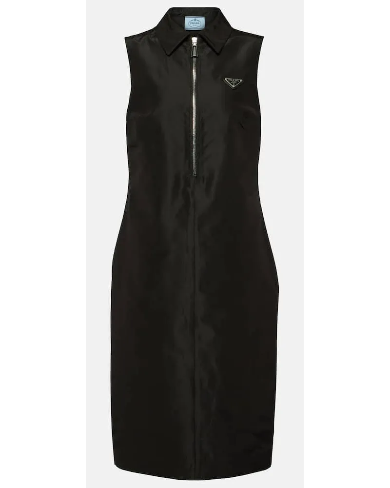 Prada Abito midi in misto seta Nero