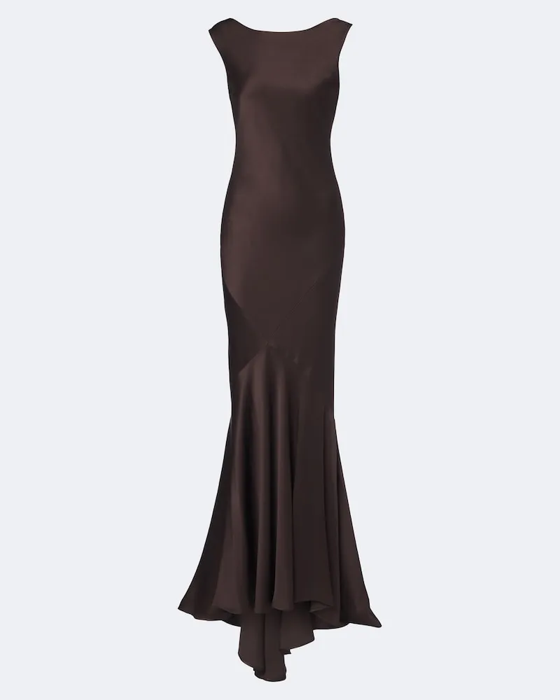 Max Mara Abito lungo in satin Marrone
