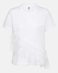 Noir Kei Ninomiya T-shirt in jersey di cotone con tulle Bianco