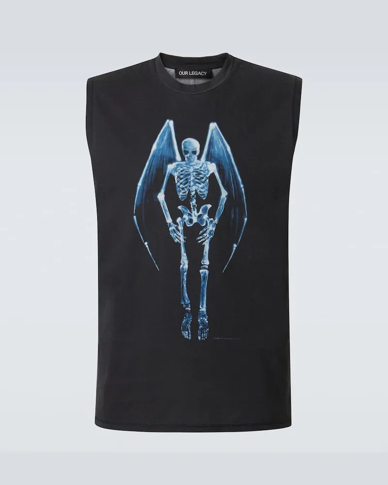Our Legacy Tank top Breathe in cotone con stampa Nero