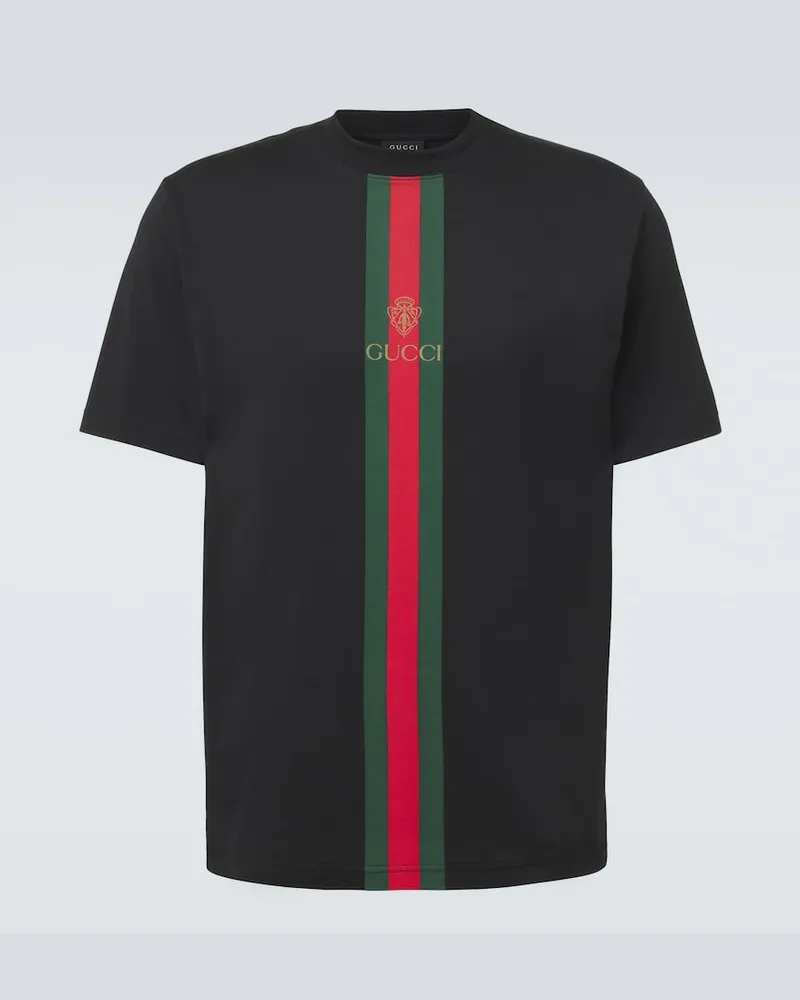 Gucci T-shirt Web Stripe in cotone Nero