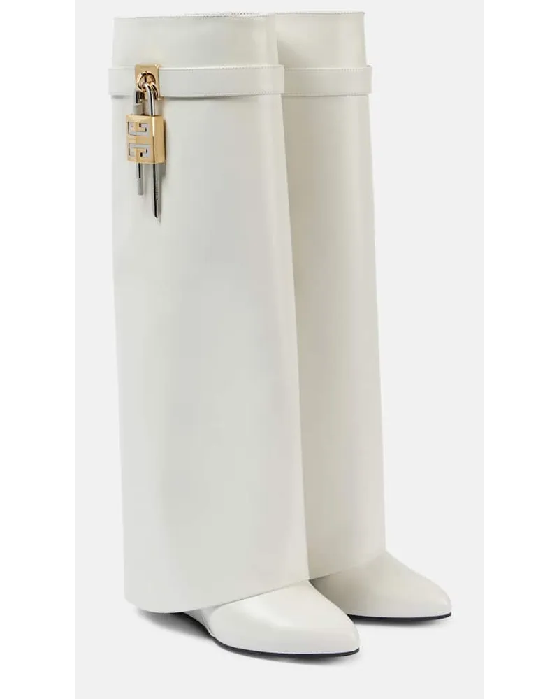 Givenchy Stivali cuissardes Shark Lock in pelle Bianco