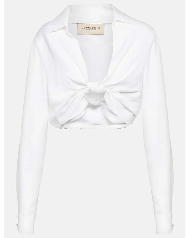 Adriana Degreas Top cropped in misto lino Bianco