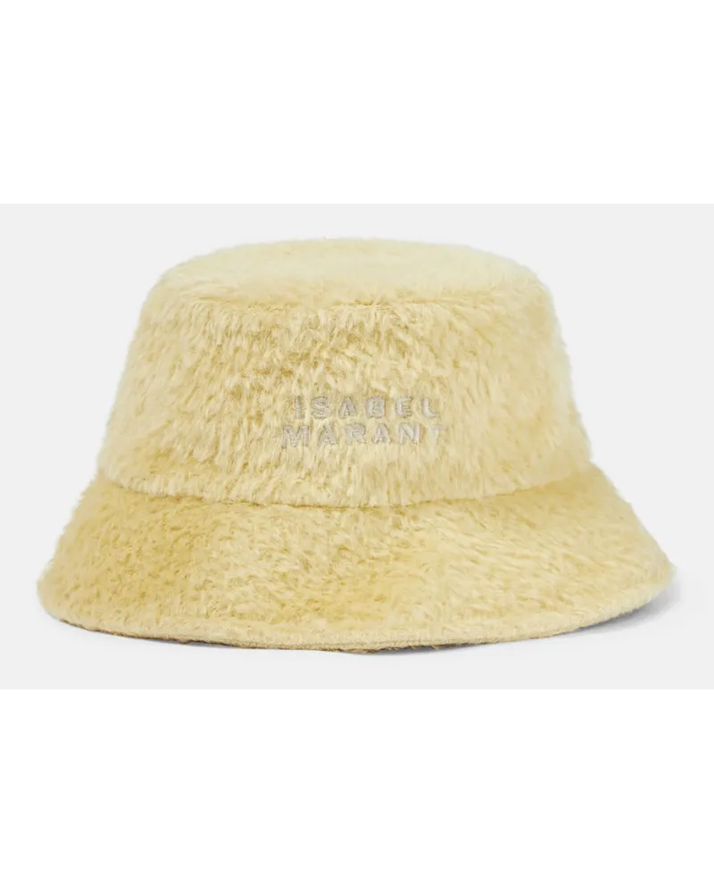 Isabel Marant Cappello da pescatore Denji in lana con ricamo Beige