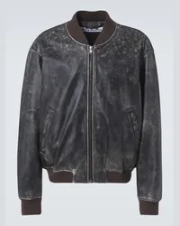 Acne Studios Bomber in pelle disressed Nero