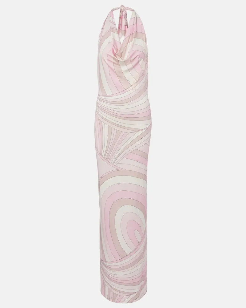 Emilio Pucci Abito lungo Iride in jersey di raso Rosa