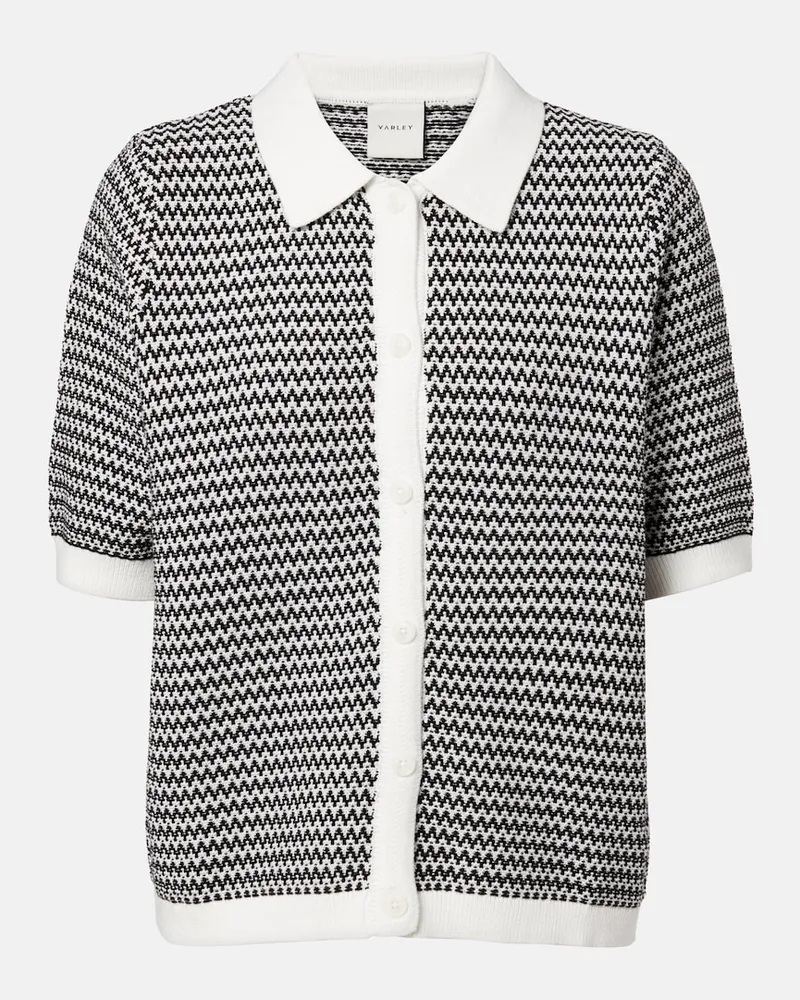 Varley Cardigan Gaelle in cotone chevron Bianco