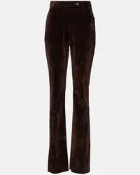 Ferragamo Pantaloni regular in misto cotone Marrone