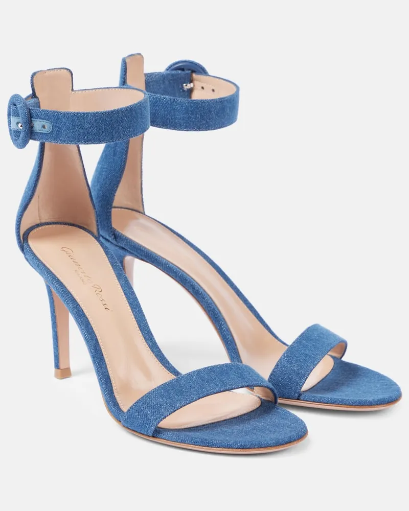 Gianvito Rossi Sandali Portofino 85 in denim Blu