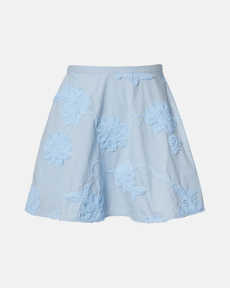 ROTATE Birger Christensen Minigonna in cotone con ricamo Blu
