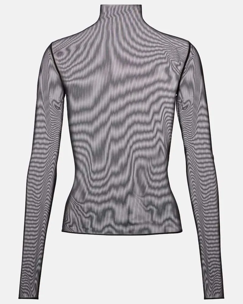 FRANKIE Shop Top Tulia in mesh trasparente Nero