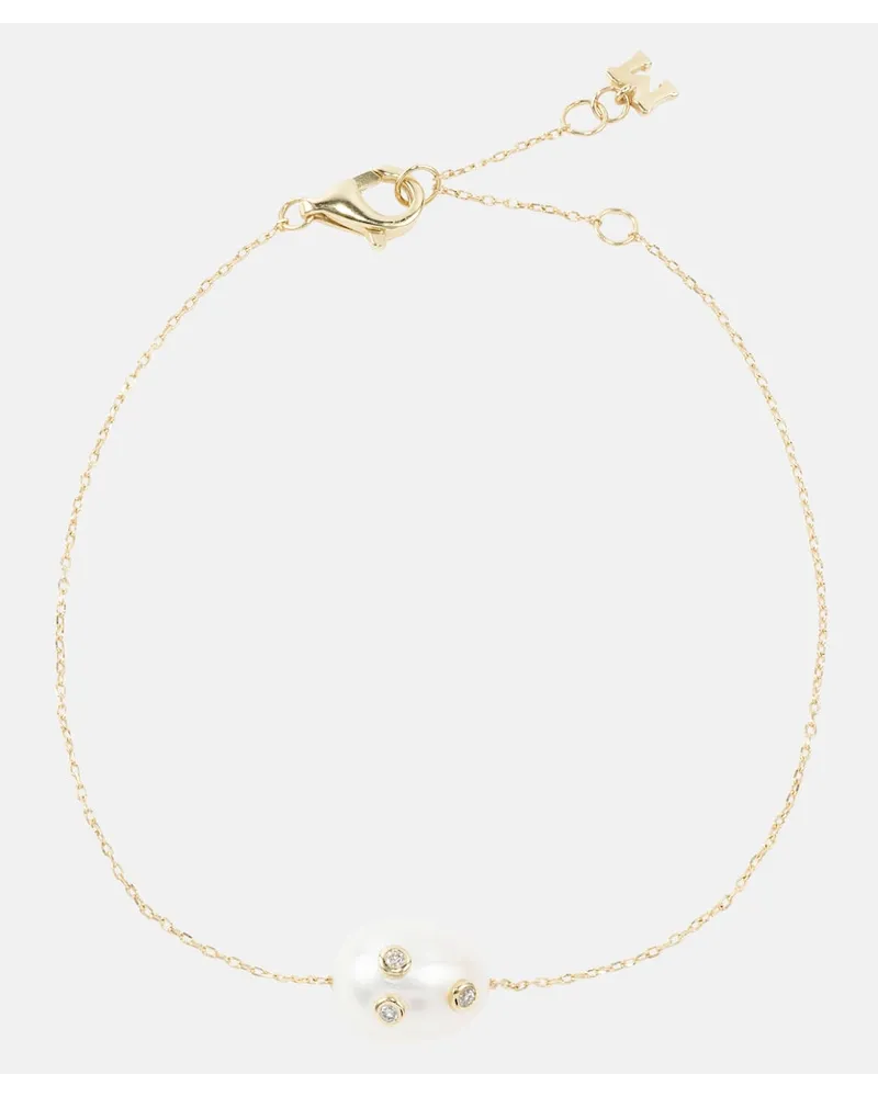 MATEO Bracciale in oro 14kt con perla barocca e diamanti Oro