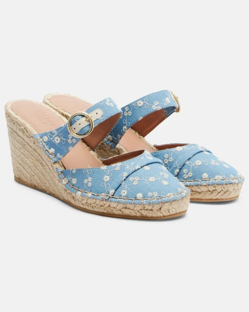 Malone Souliers Espadrillas Farah in denim con zeppa Blu