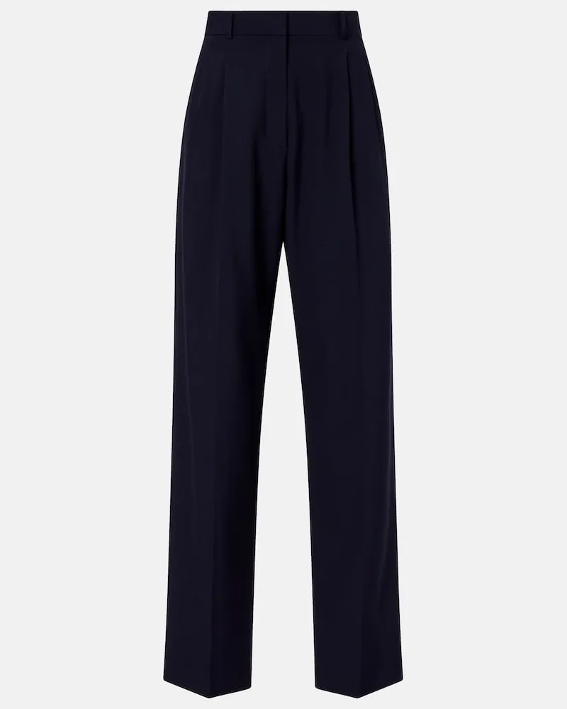 The Row Pantaloni regular Mune in lana Blu