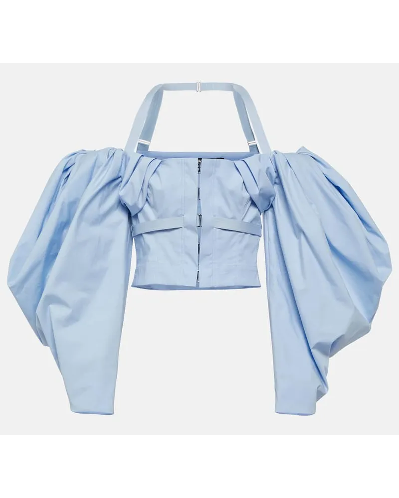 Jacquemus Top Le Haut Taffetas in popeline Blu