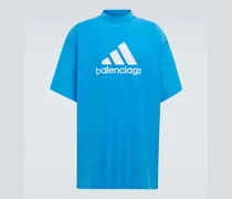 Balenciaga x adidas - T-shirt in cotone con logo Blu