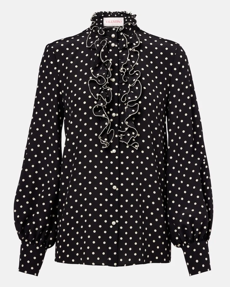 Valentino Garavani Blusa in seta crÃªpe de chine a pois Nero