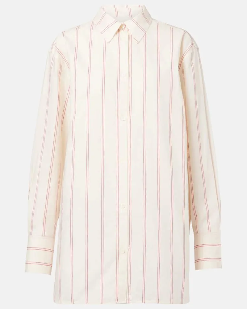 Totême Camicia oversize in cotone e seta a righe Bianco