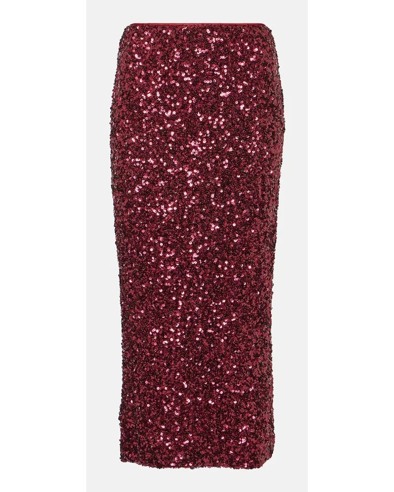 ROTATE Birger Christensen Gonna midi con paillettes Rosso