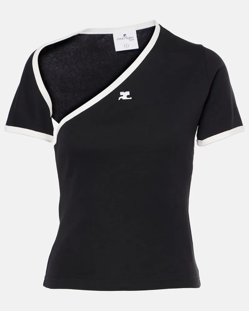 Courrèges CourrÃ¨ges T-shirt asimmetrica in cotone Nero