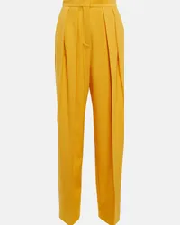 Stella McCartney Pantaloni a vita alta a pieghe Giallo