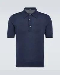 Tom Ford Polo in cashmere e seta Blu