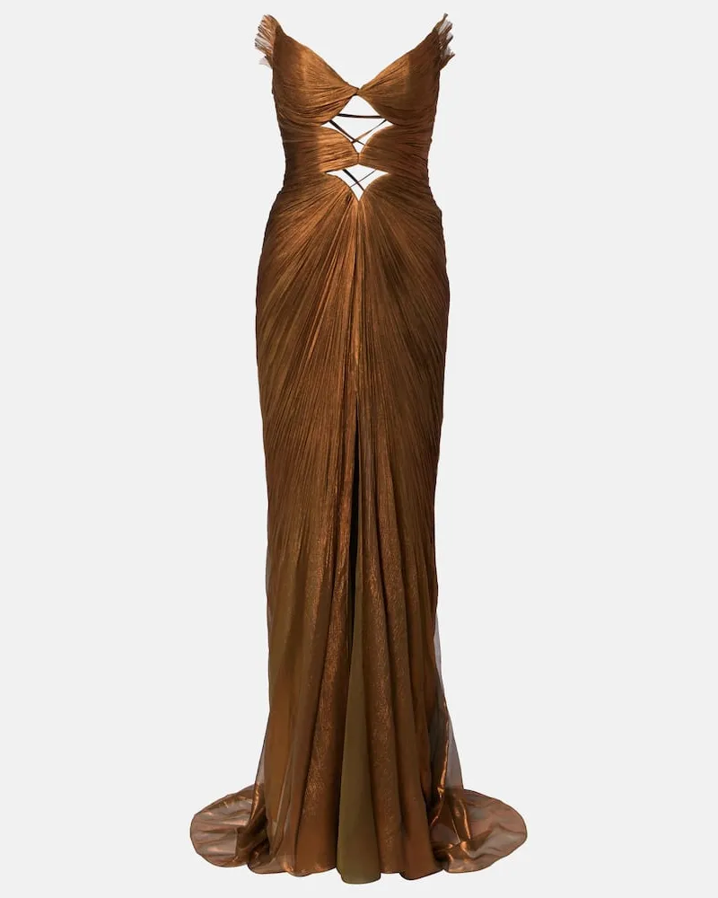 Maria Lucia Hohan Abito lungo in seta con cut-out Marrone