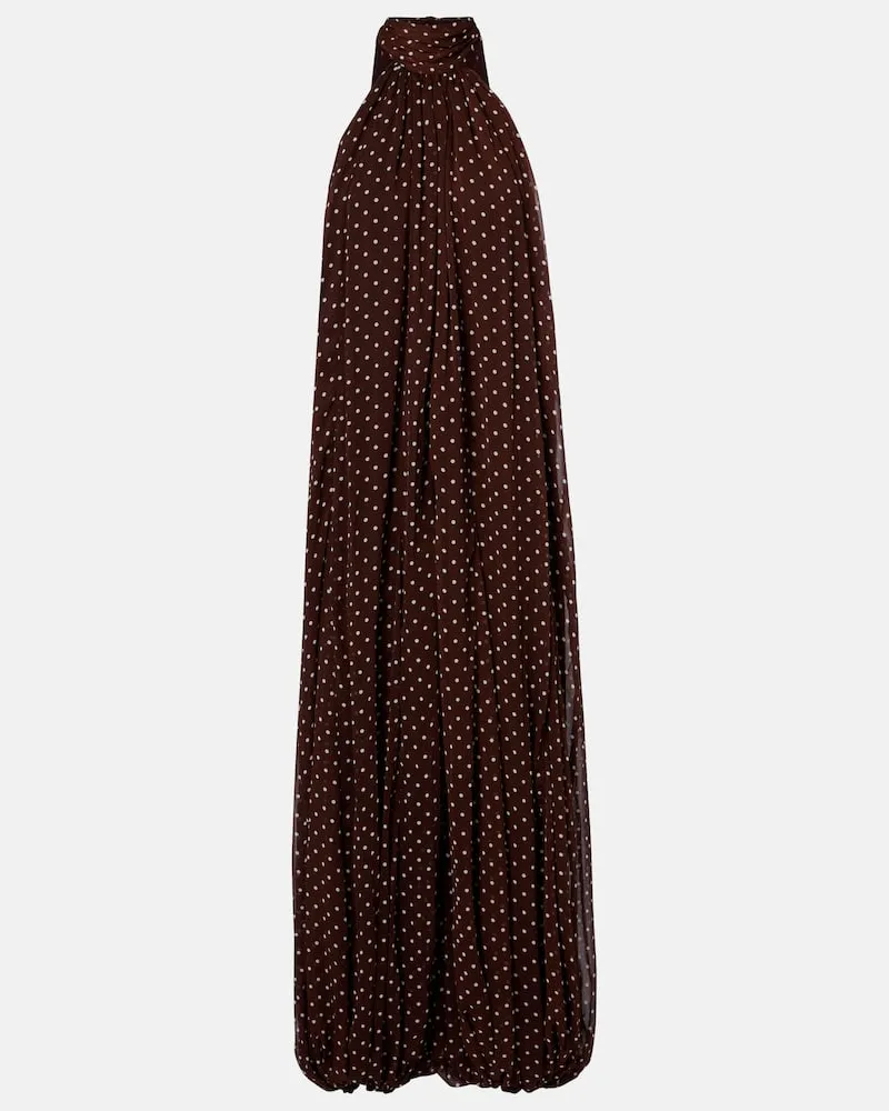 ROTATE Birger Christensen Jumpsuit in chiffon a pois Marrone