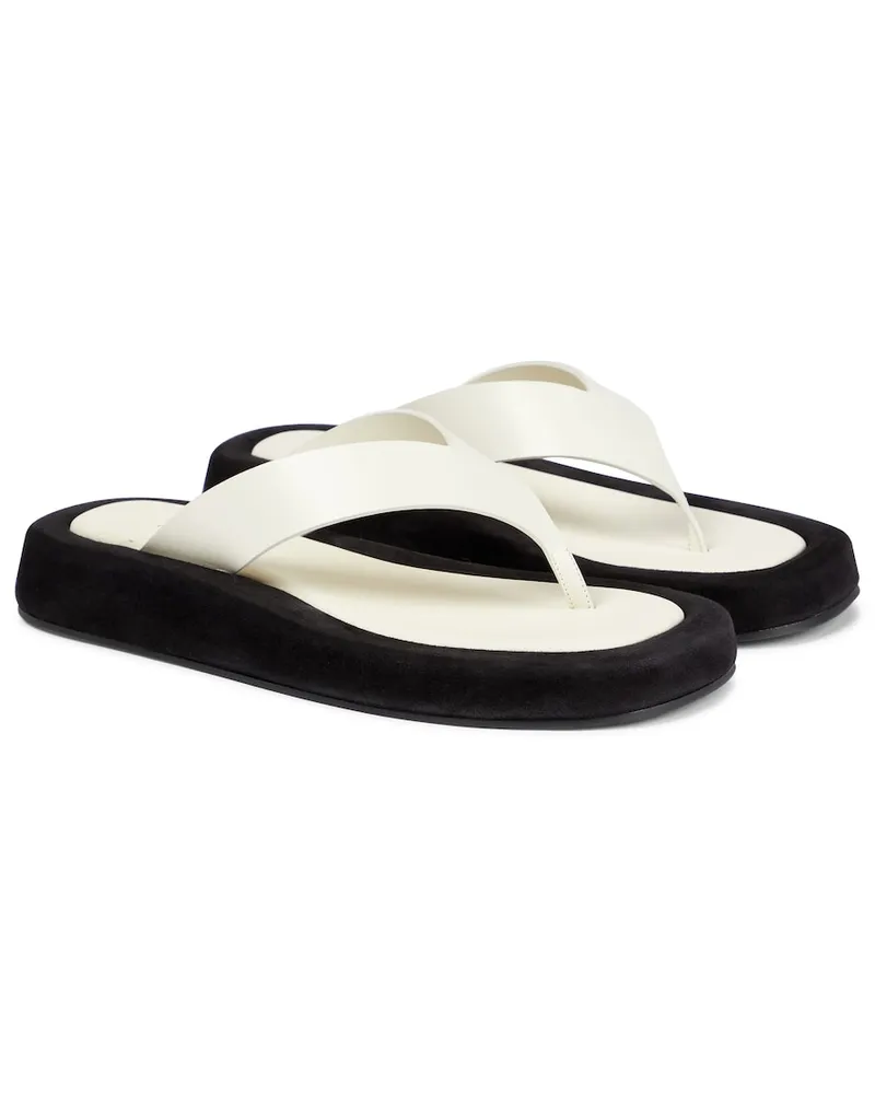 The Row Sandali infradito Ginza in pelle e suede Bianco