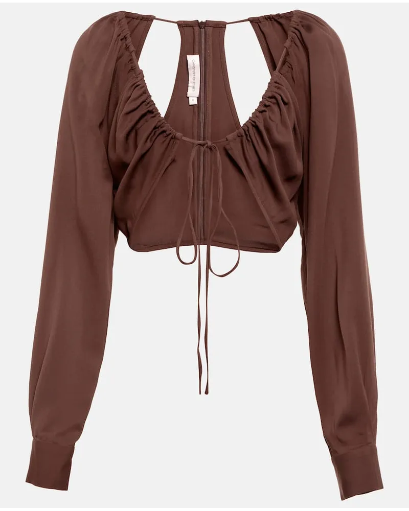Christopher Esber Top cropped con ruches Marrone