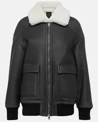 BLANCHA Bomber in pelle con shearling Nero