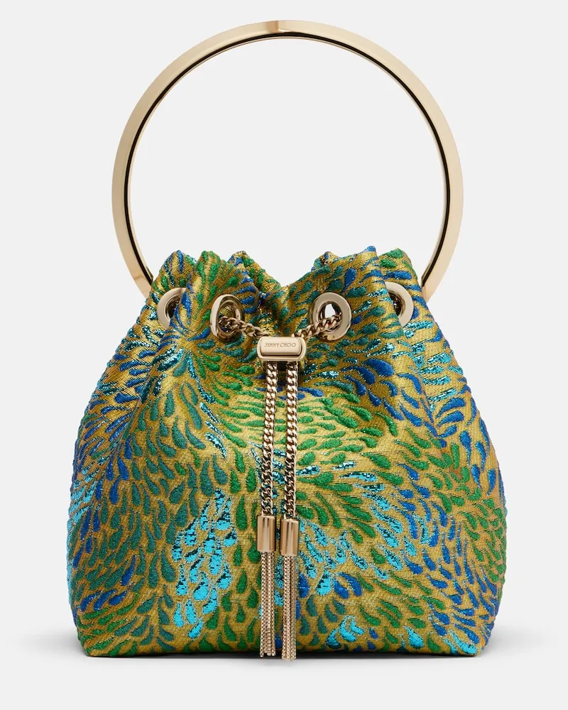 Jimmy Choo Secchiello Bon Bon in broccato Verde
