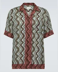 Dries van Noten Camicia bowling con stampa Marrone