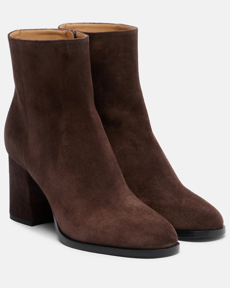 Valentino Garavani Stivaletti Fawcette VLogo in suede Marrone