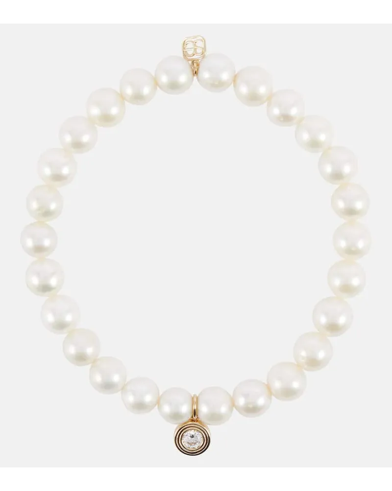 Sydney Evan Bracciale in oro 14kt con perline e diamanti Bianco