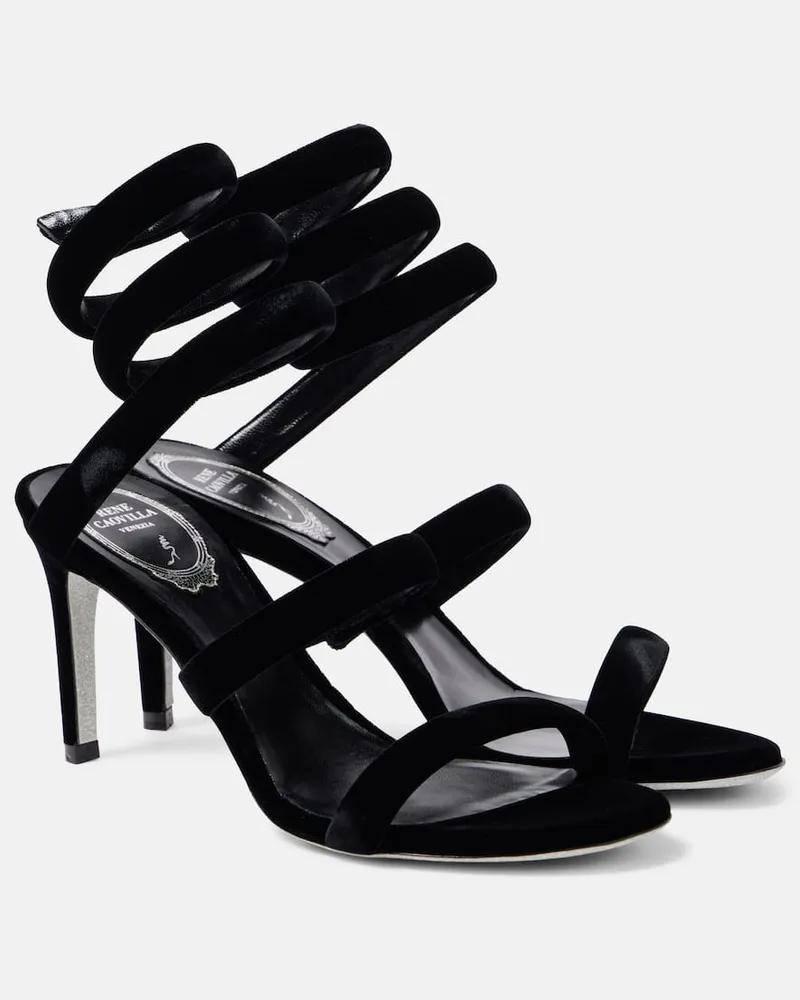 René Caovilla Sandali Cleo 80 in velluto Nero