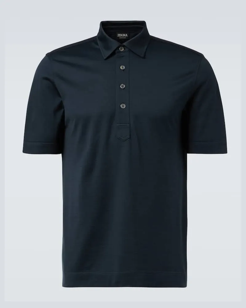 Ermenegildo Zegna Polo in cotone e seta Blu