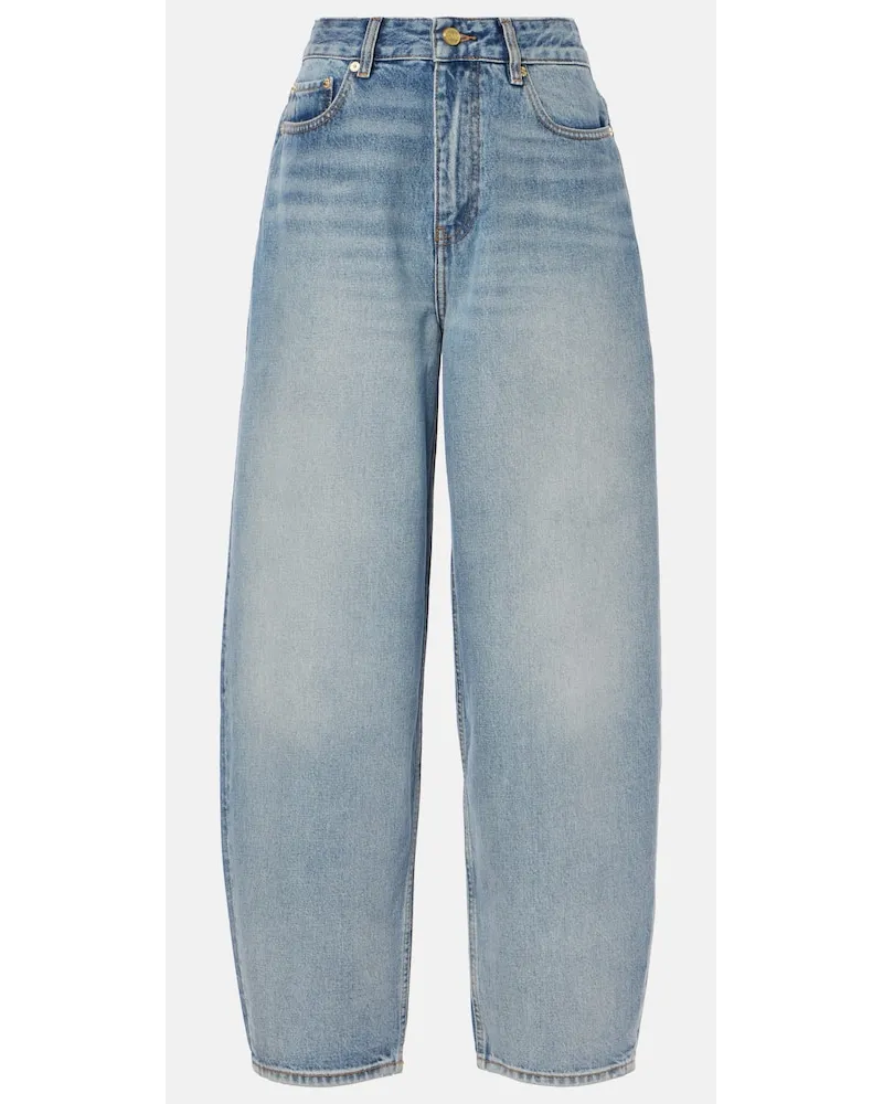 Ganni Jeans barrel e vita alta Blu