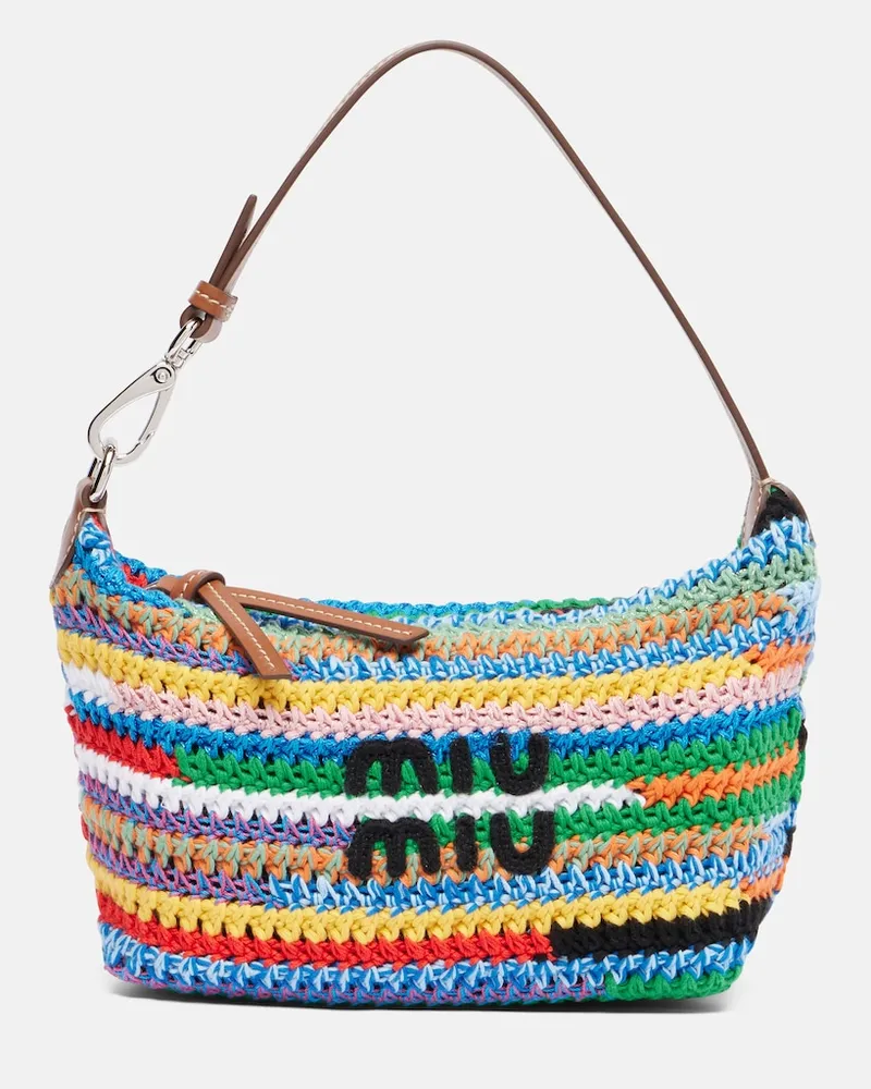 Miu Miu Borsa a spalla in crochet con logo Multicolore