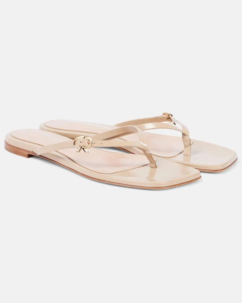 Gianvito Rossi Sandali infradito Ribbon in vernice Beige