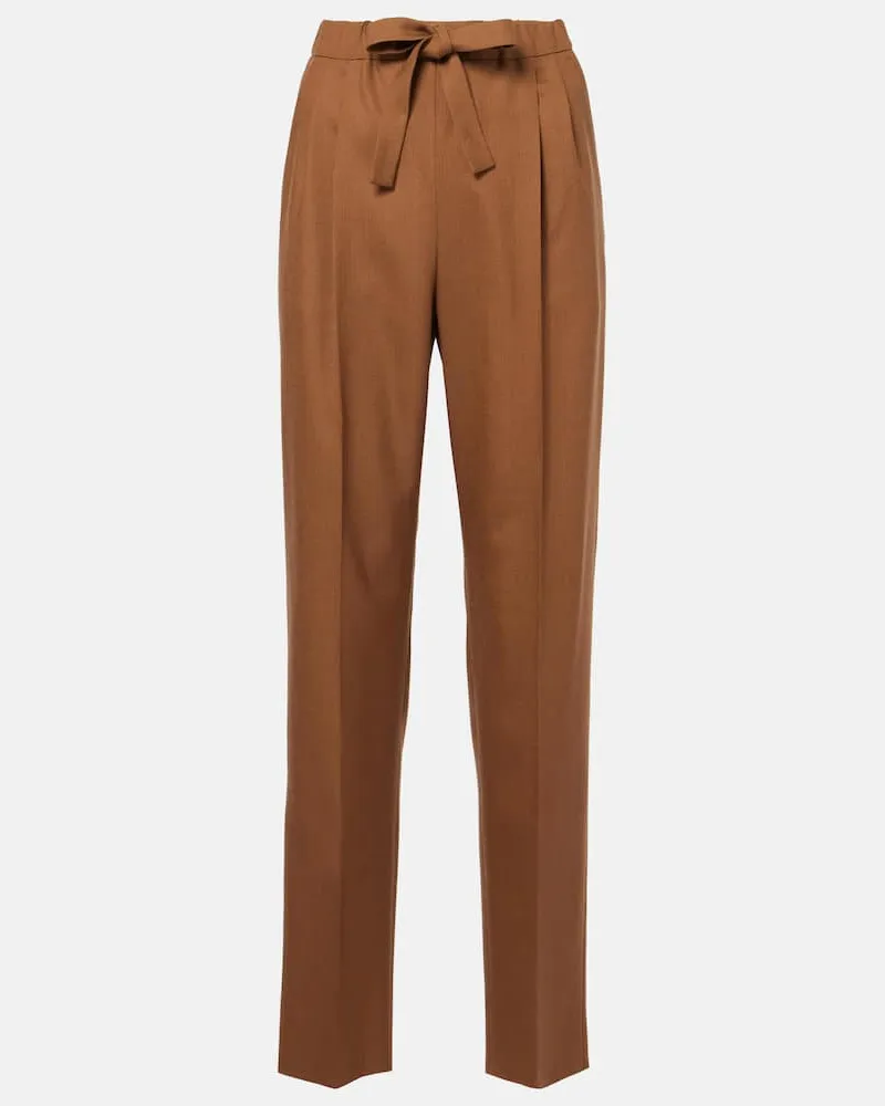Max Mara Pantaloni Edera in lana, mohair e seta Marrone