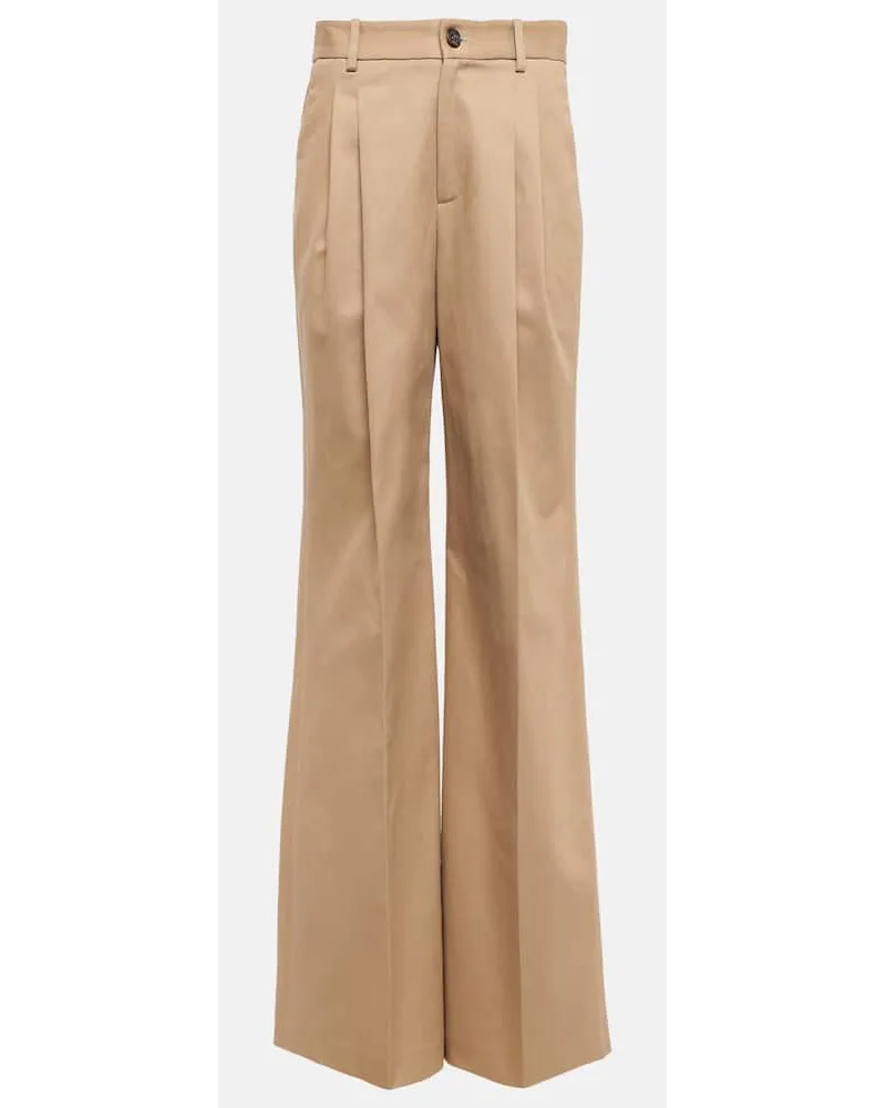Nili Lotan Pantaloni a gamba larga Flavie in cotone Beige