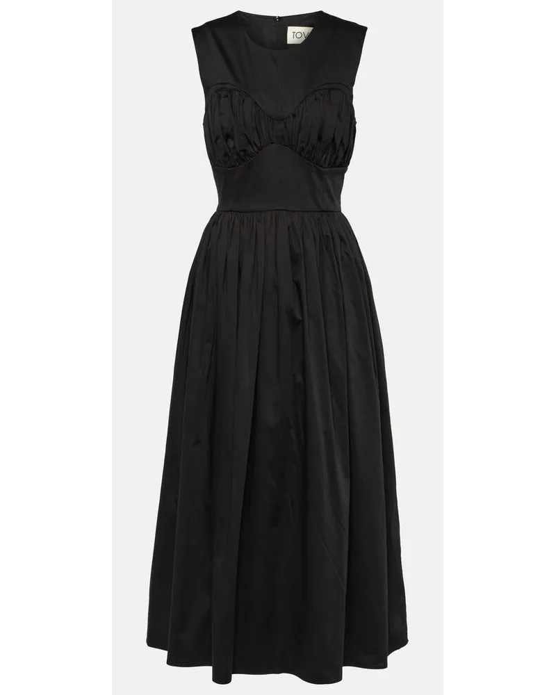 TOVE Abito midi Delphine in misto cotone Nero